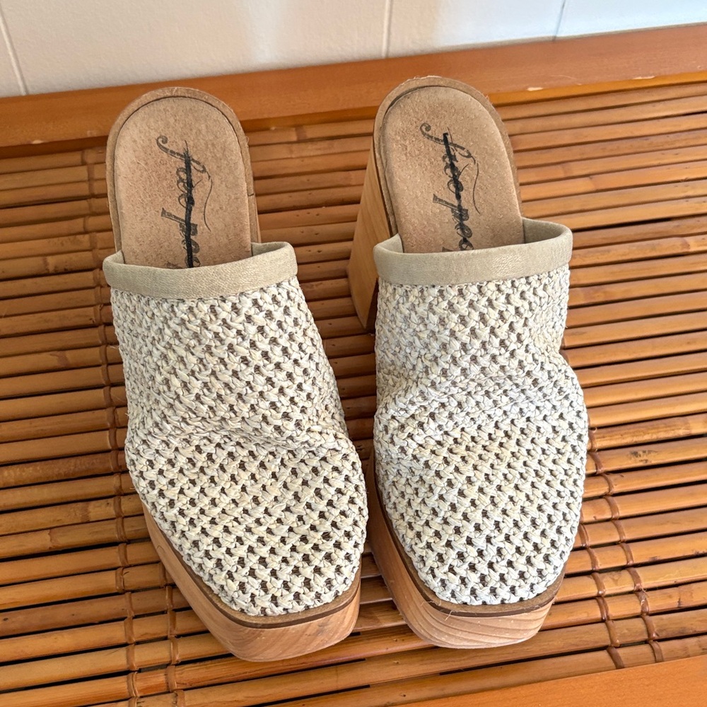 Beek Cream Woven Mules free people